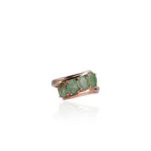 4 x 6 mm. Oval Cut Green Brazilian Emerald Cluster Ring
