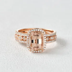 4.0ct Cushion Cut Morganite Vintage Inspired Rose Gold Ring