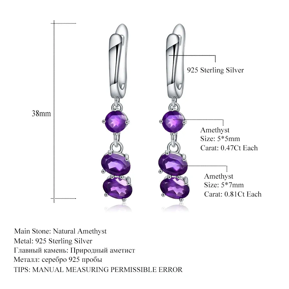 4.21Ct Natural Purple Amethyst Drop Earrings – 925 Sterling Silver Fine Jewelry for Women