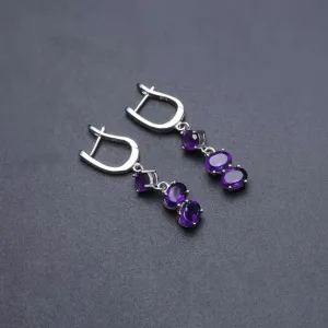 4.21Ct Natural Purple Amethyst Drop Earrings – 925 Sterling Silver Fine Jewelry for Women