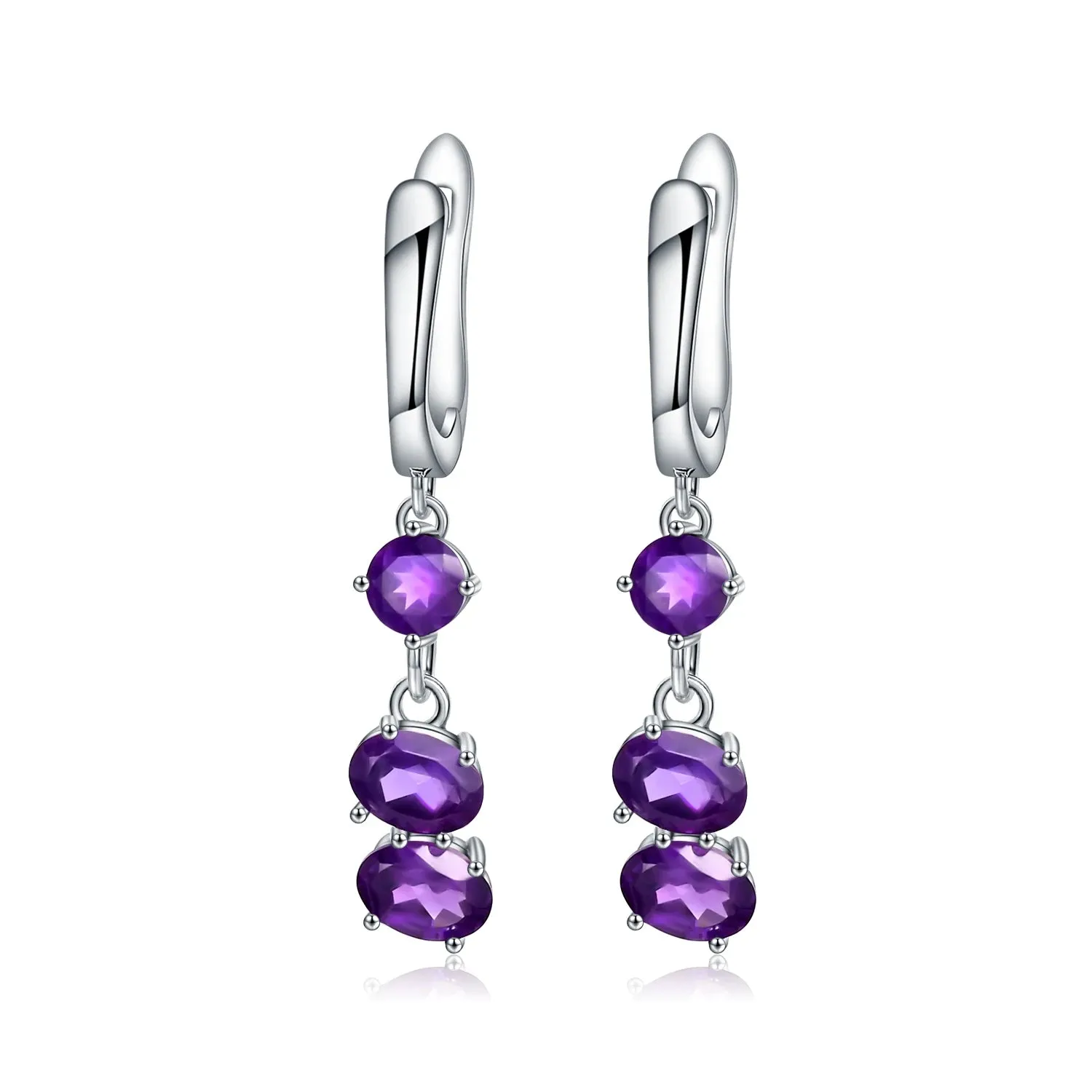 4.21Ct Natural Purple Amethyst Drop Earrings – 925 Sterling Silver Fine Jewelry for Women