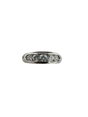 5 Stone Diamond Channel Set Platinum Band Ring Size 6.5
