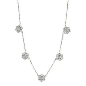 5.00 Carat Diamond Cluster Flower Necklace G SI 14K White Gold