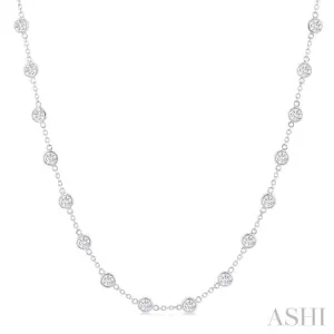 5.00 ctw Bezel Set Round Cut Diamond Station Necklace in 14K White Gold