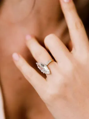 5.24Ct Marquise Cut Moissanite white gold Engagement Ring Bridal Half eternity wedding Ring Antique anniversary gift for her