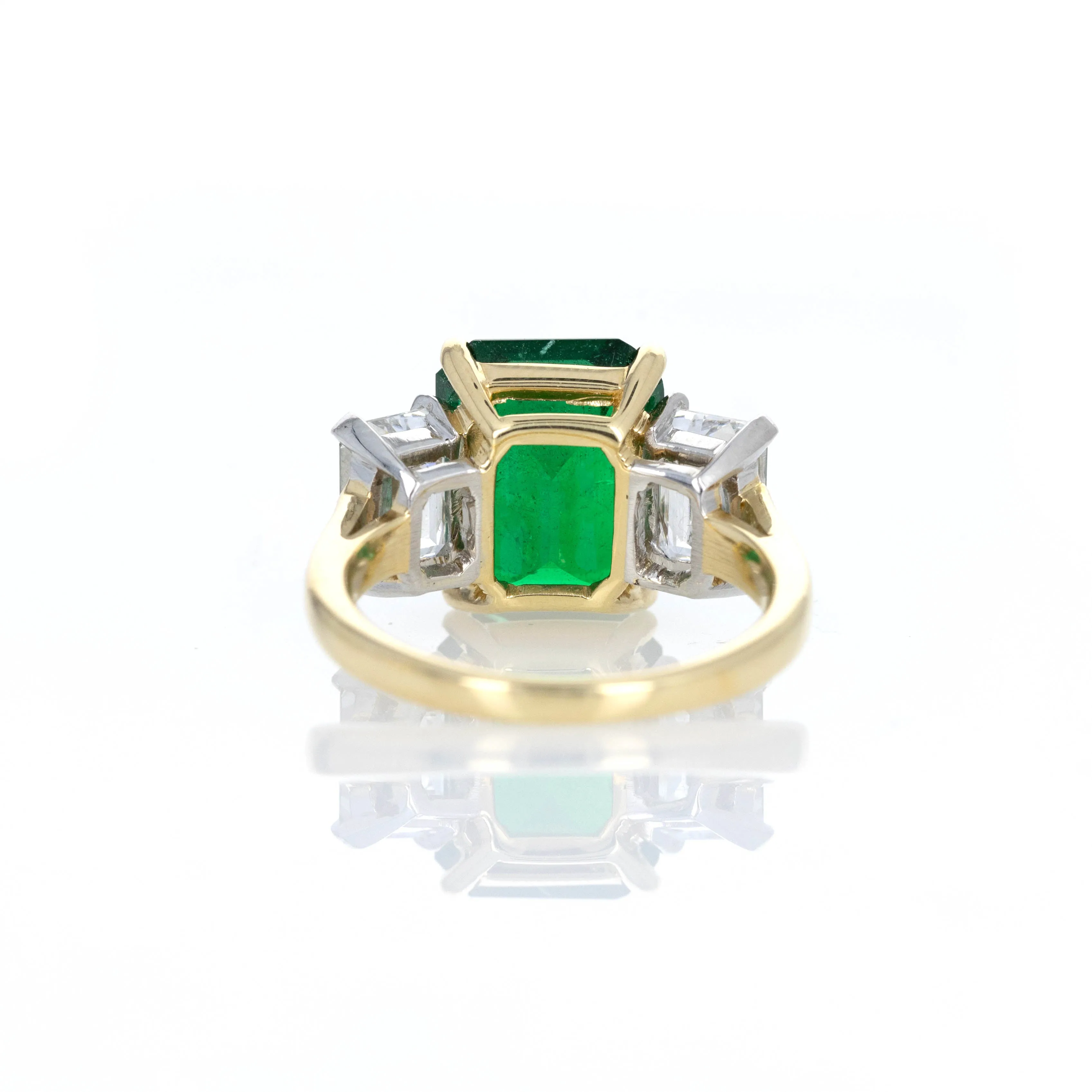 5.62 Carat Zambian Emerald Diamond Three Stone Ring AGL Certified