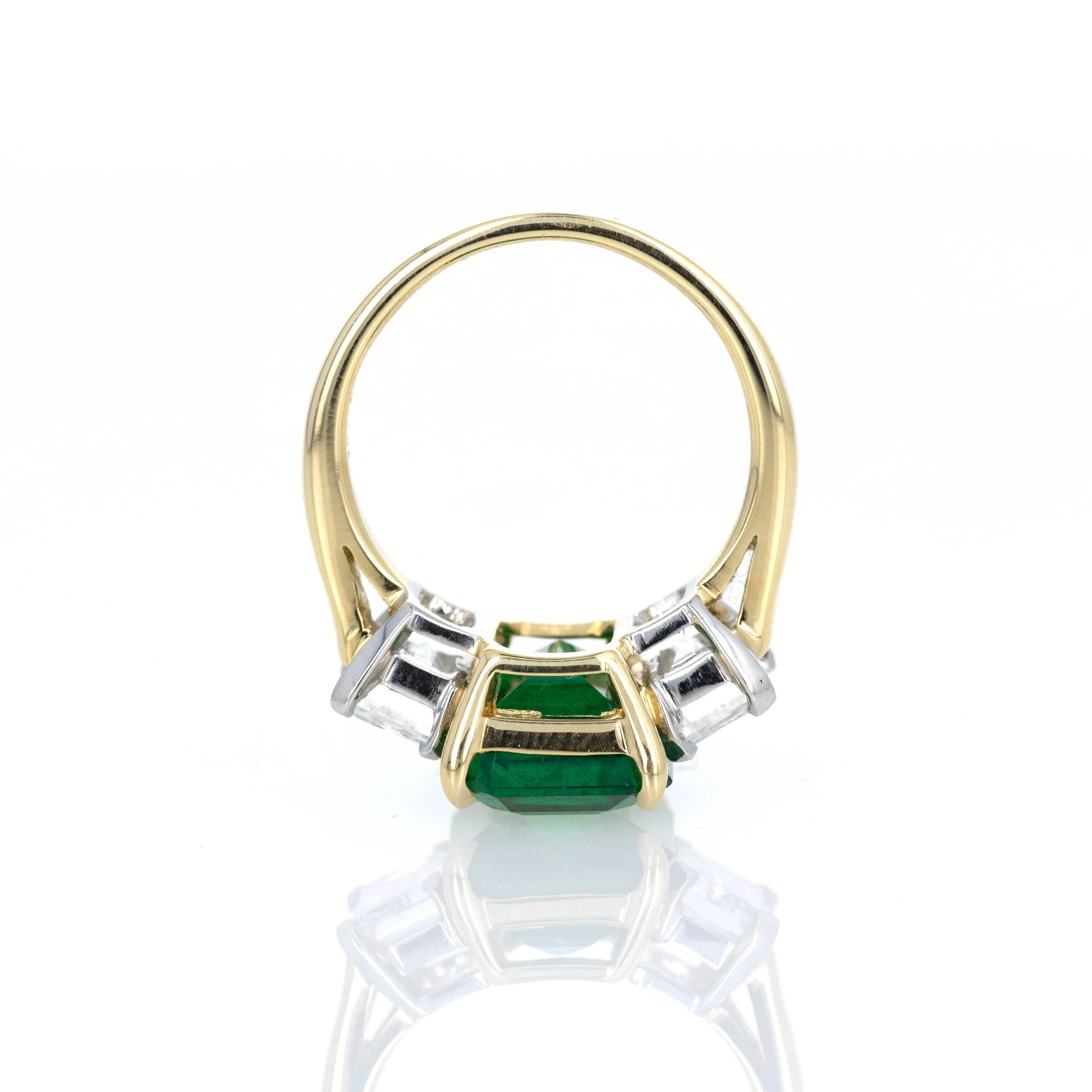 5.62 Carat Zambian Emerald Diamond Three Stone Ring AGL Certified