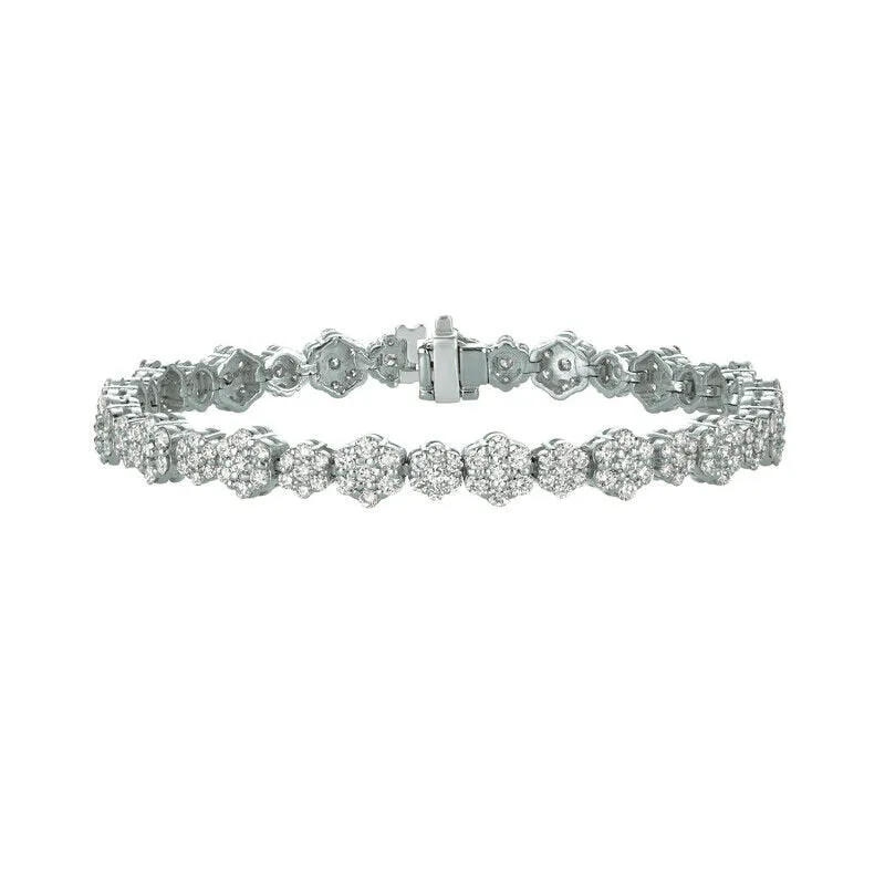 7.00 Carat Natural Diamond Bracelet G SI 14K White Gold 7''