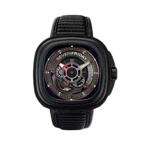 7Friday Black Leather Strap Black Dial Automatic Watch for Gents - P3B/01-G217