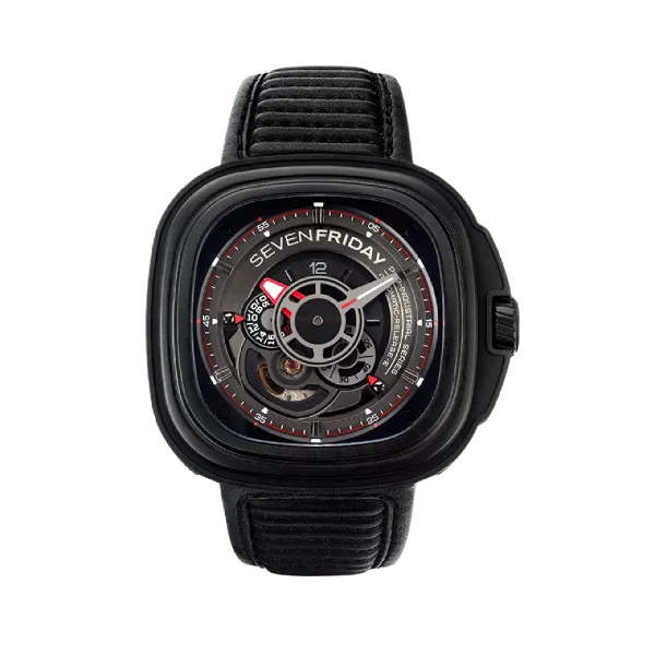 7Friday Black Leather Strap Black Dial Automatic Watch for Gents - P3B/01-G217