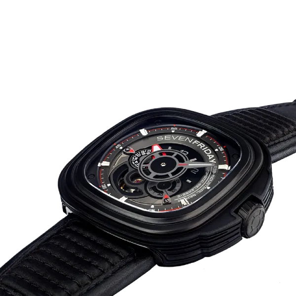 7Friday Black Leather Strap Black Dial Automatic Watch for Gents - P3B/01-G217