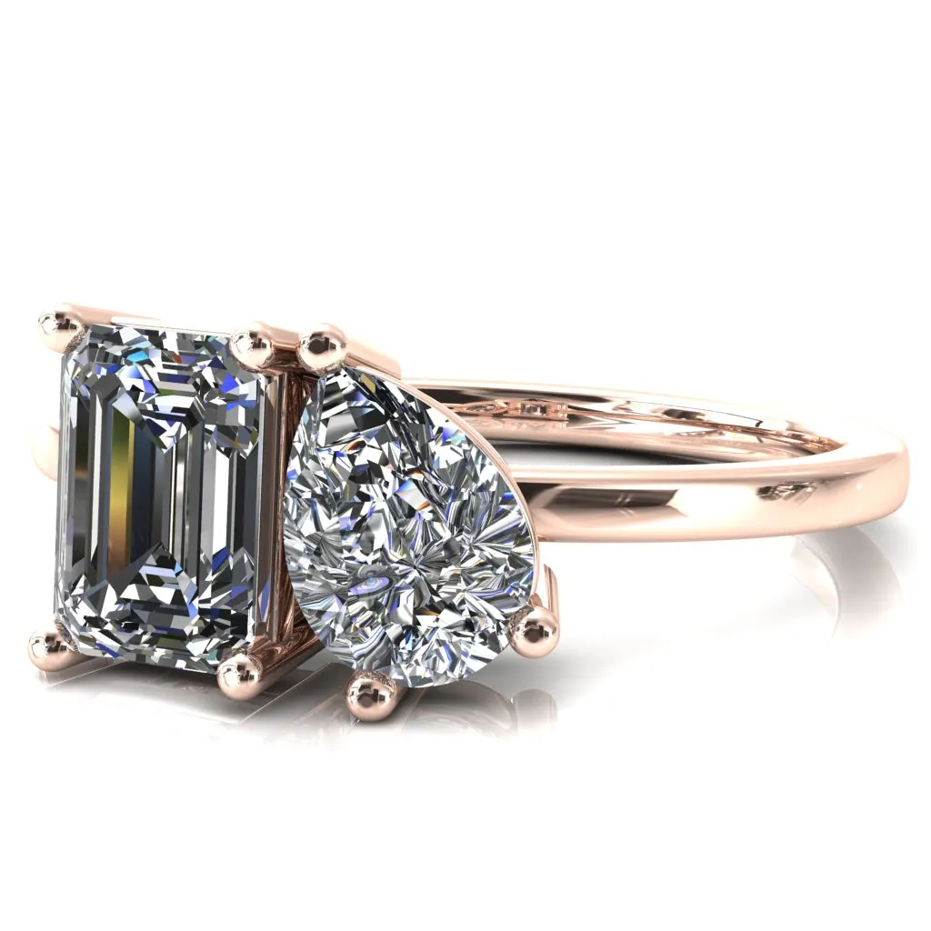 7x5mm Emerald & 7x5mm Pear Two-Stone Center Toi Et Moi Ring