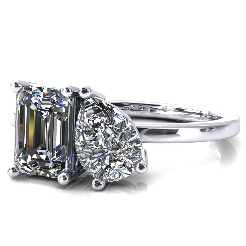 7x5mm Emerald & 7x5mm Pear Two-Stone Center Toi Et Moi Ring
