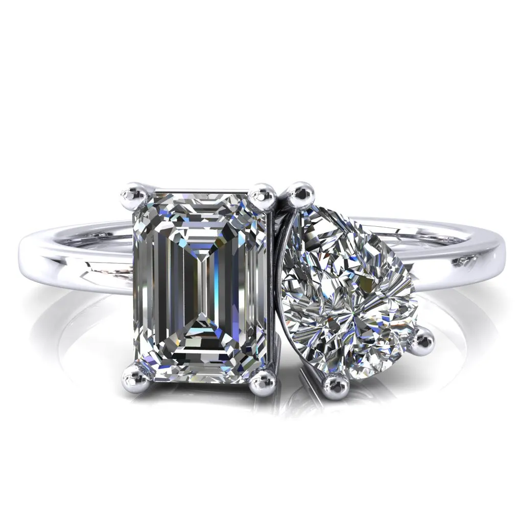7x5mm Emerald & 7x5mm Pear Two-Stone Center Toi Et Moi Ring