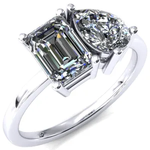 7x5mm Emerald & 7x5mm Pear Two-Stone Center Toi Et Moi Ring