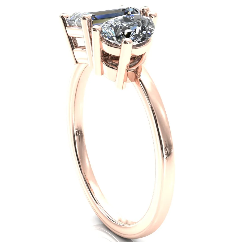 7x5mm Emerald & 7x5mm Pear Two-Stone Center Toi Et Moi Ring