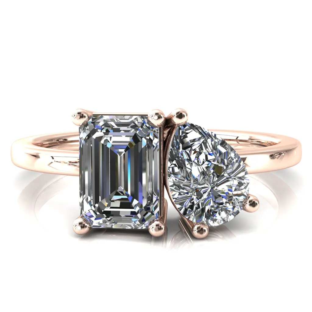 7x5mm Emerald & 7x5mm Pear Two-Stone Center Toi Et Moi Ring