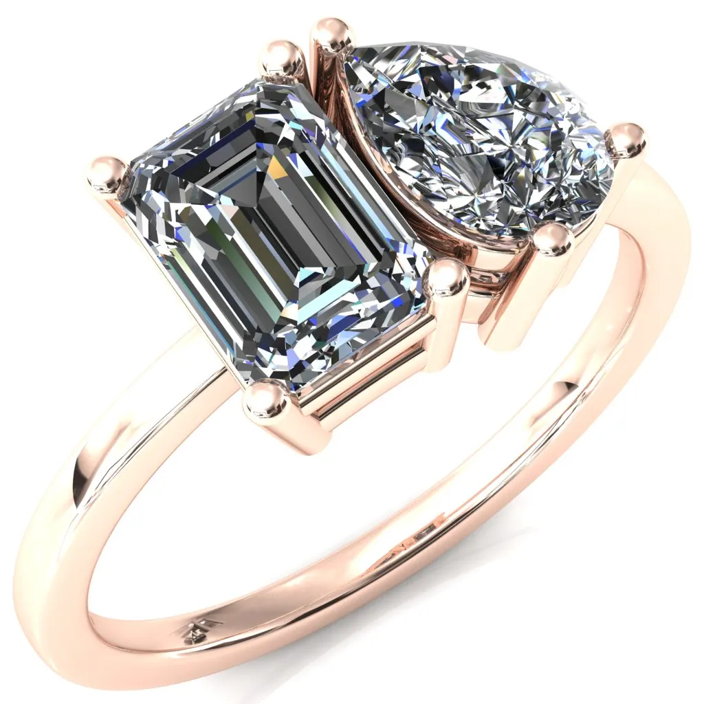 7x5mm Emerald & 7x5mm Pear Two-Stone Center Toi Et Moi Ring