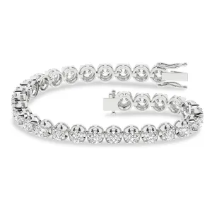 8 Carat Round Lab Grown Diamond 14K Gold Crown Prong Tennis Bracelet