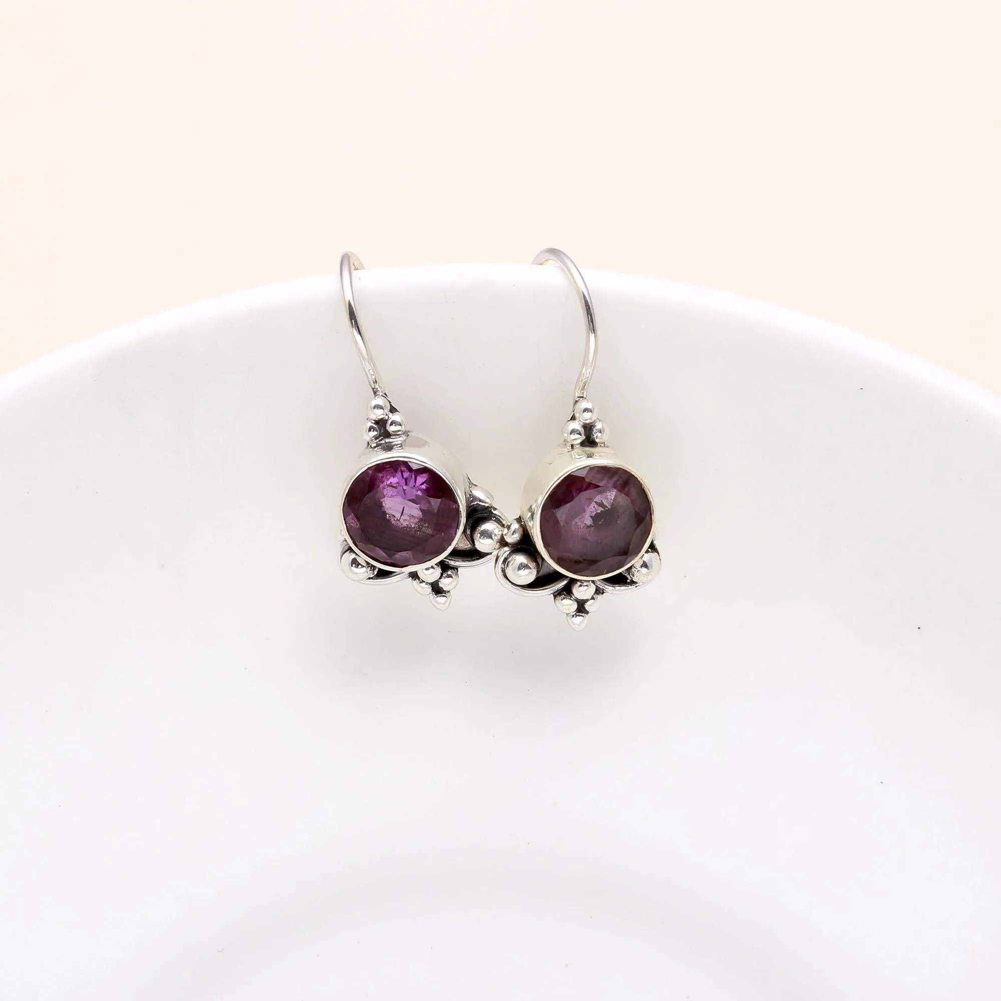 925 Sterling Silver Amethyst Dangle Earrings