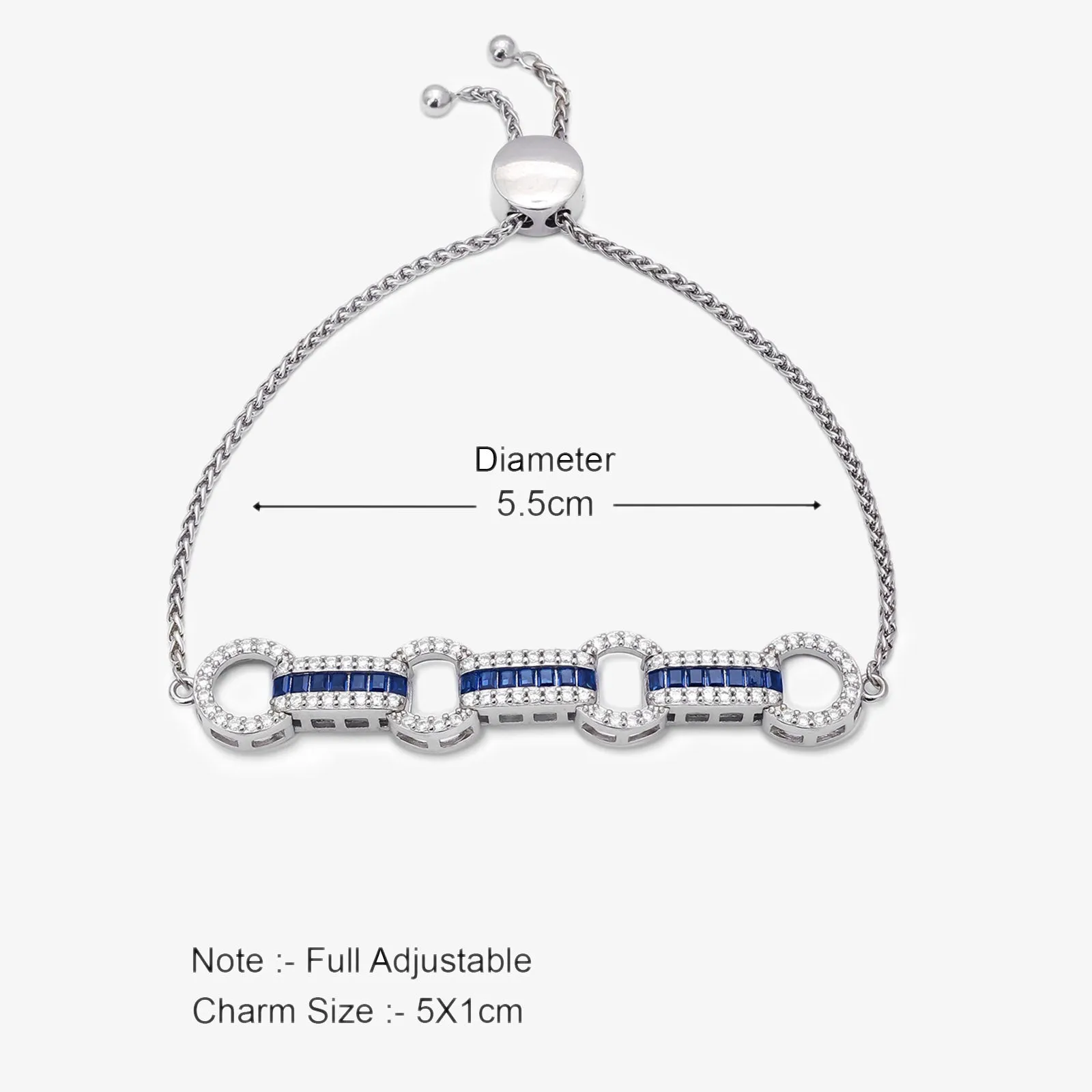 925 Sterling Silver Bracelet With Blue Zircon Stones- For Women
