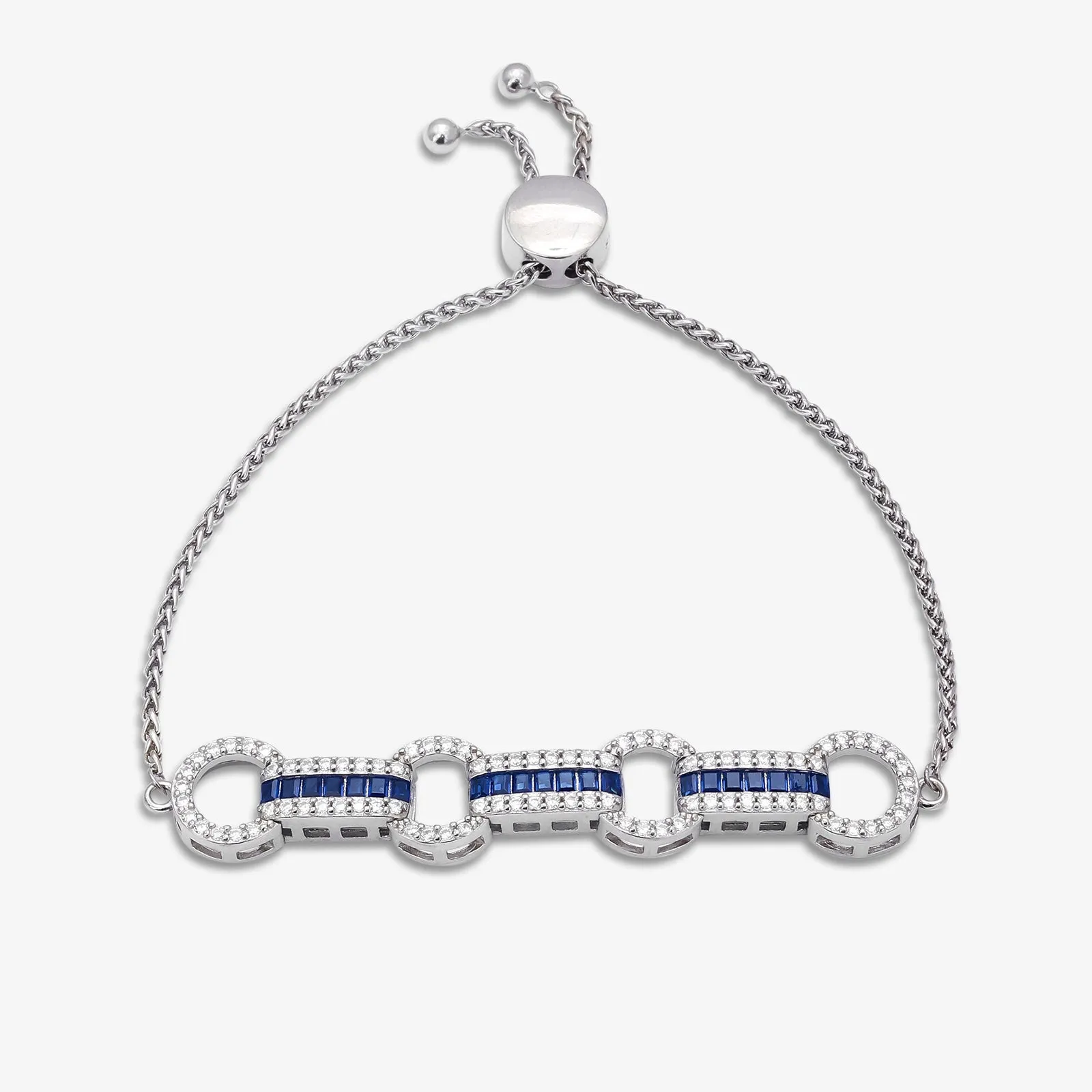 925 Sterling Silver Bracelet With Blue Zircon Stones- For Women