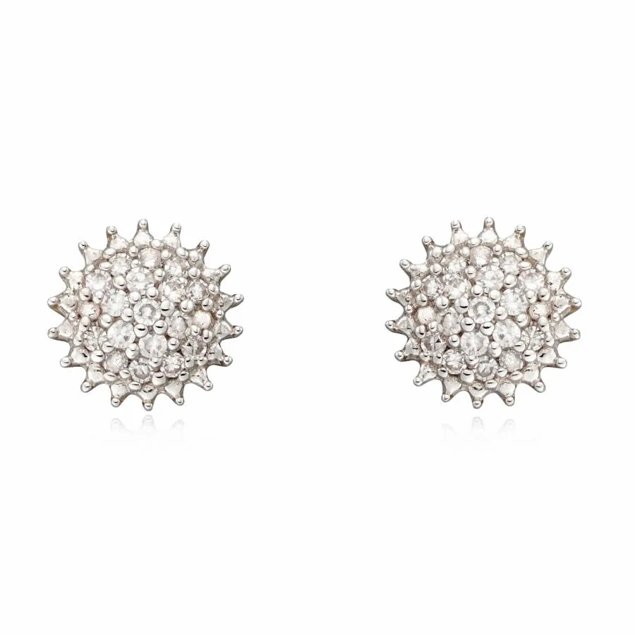 9ct Gold 0.10ct Diamond Cluster Earrings