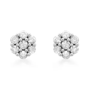 9ct White Gold 0.25ct Diamond Cluster Stud Earrings