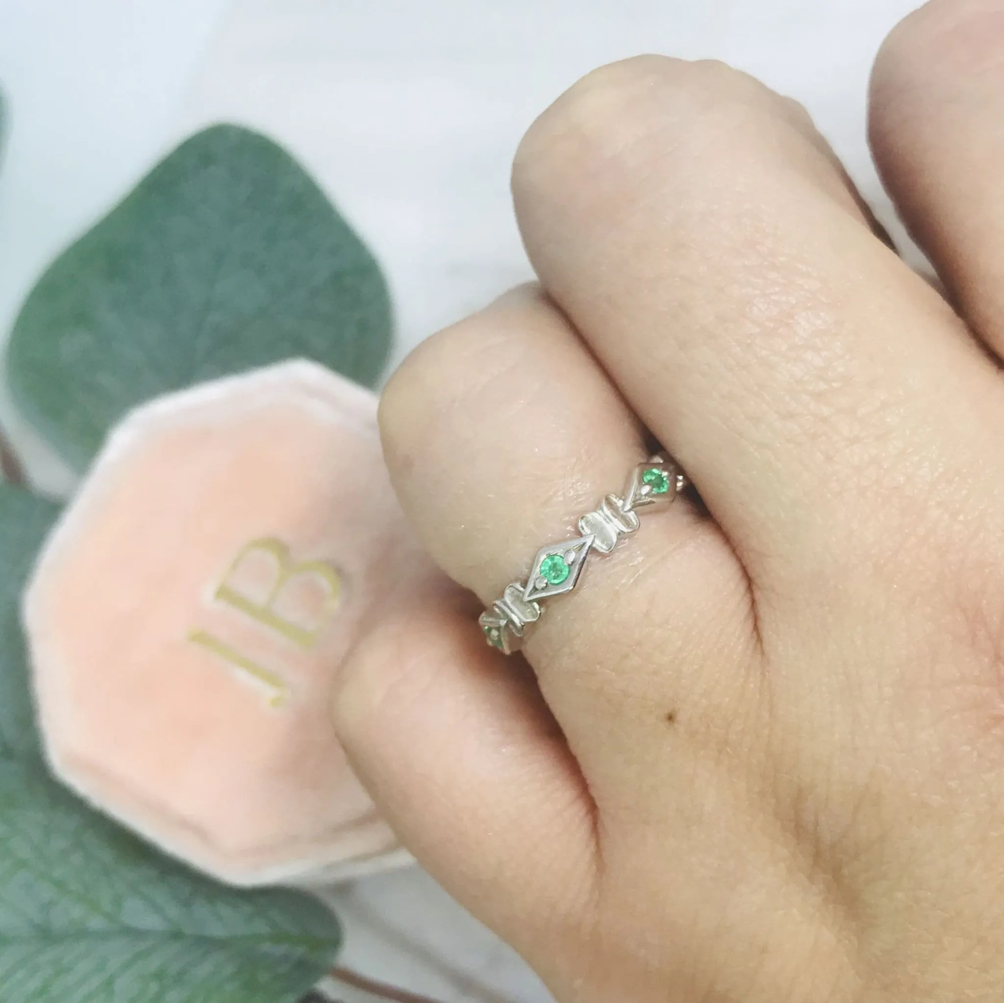 9ct White Gold Emerald Eternity Ring