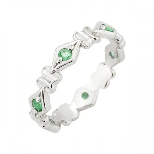 9ct White Gold Emerald Eternity Ring