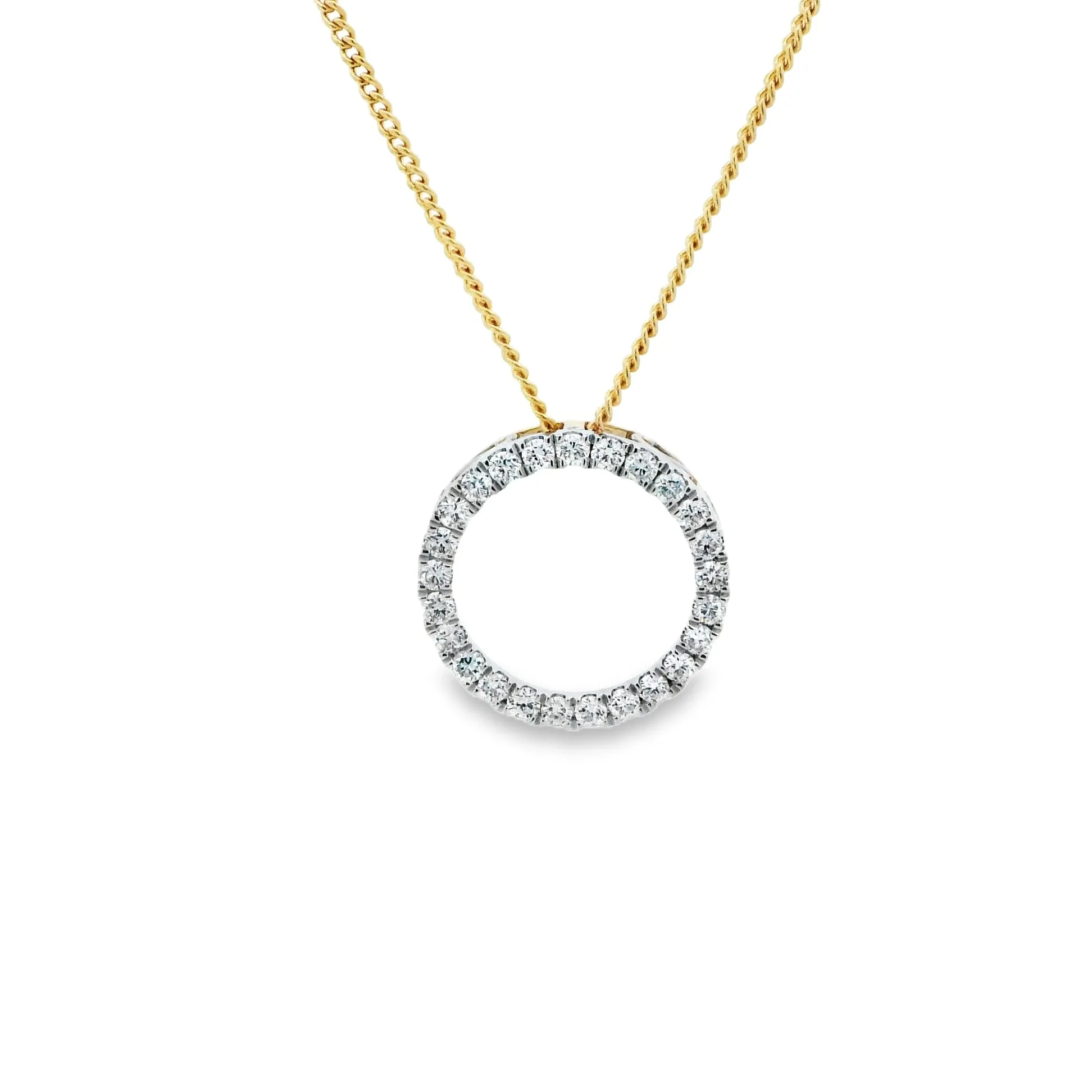 9ct Yellow and White Gold Lab Grown Diamond Ciircle Pendant TDW= 1ct
