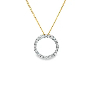 9ct Yellow and White Gold Lab Grown Diamond Ciircle Pendant TDW= 1ct