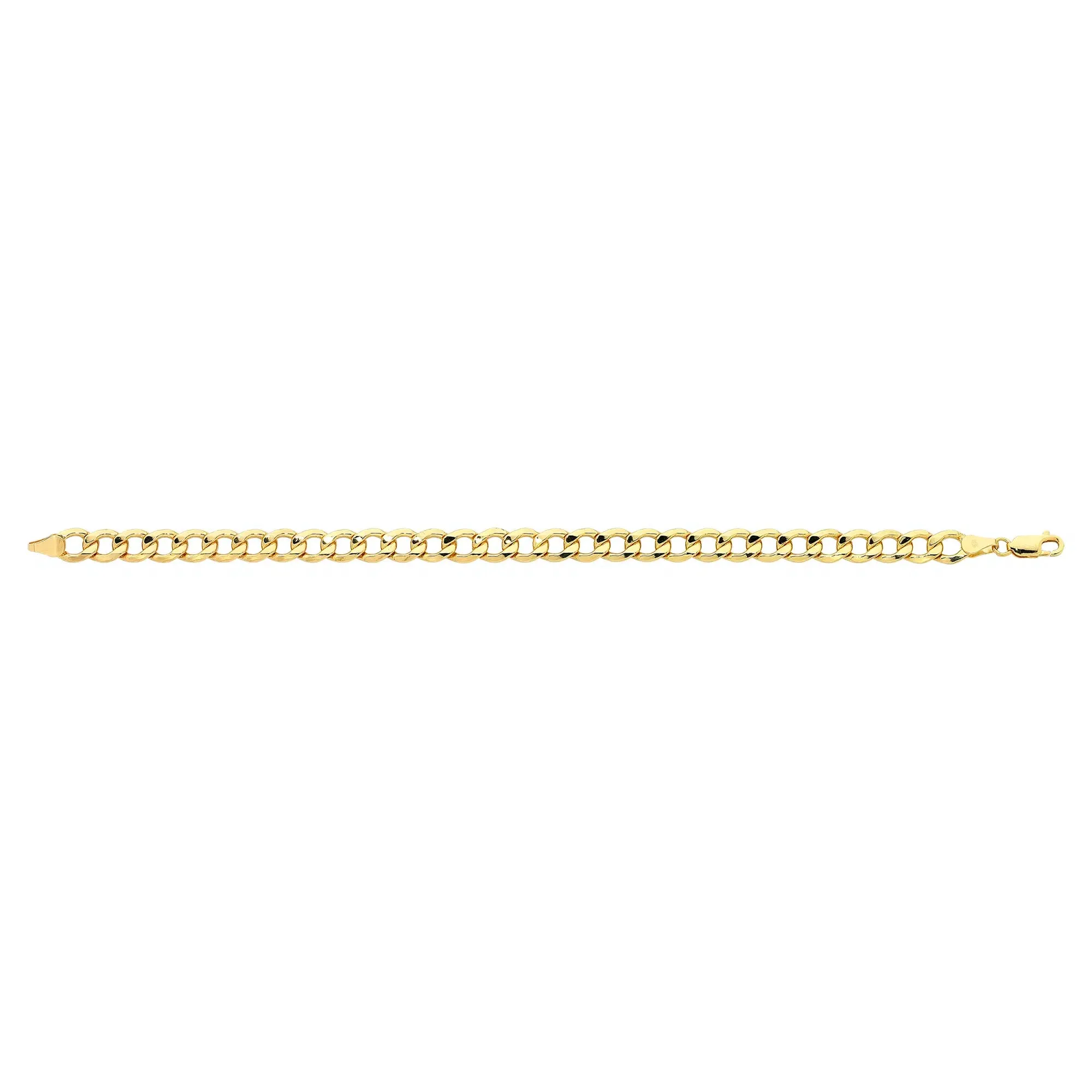 9ct Yellow Gold Silver Filled Diamond Cut Curb Bracelet