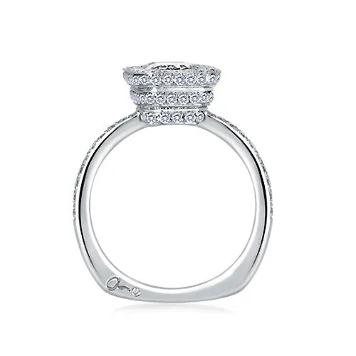 A.JAFFE 18K White Gold Emerald Three Level Halo Engagement Ring MES493/213