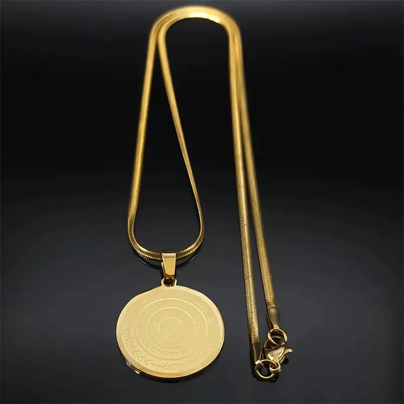 Allah Quran Arabic Letter Necklaces Chain Women Stainless Steel Golden