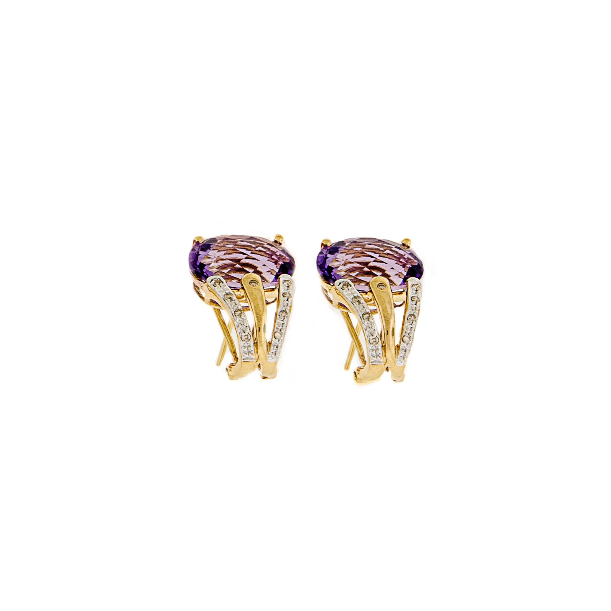 Amethyst & Diamond 14K Yellow Gold Earrings