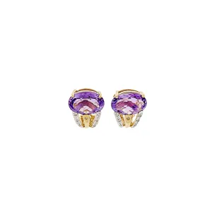 Amethyst & Diamond 14K Yellow Gold Earrings