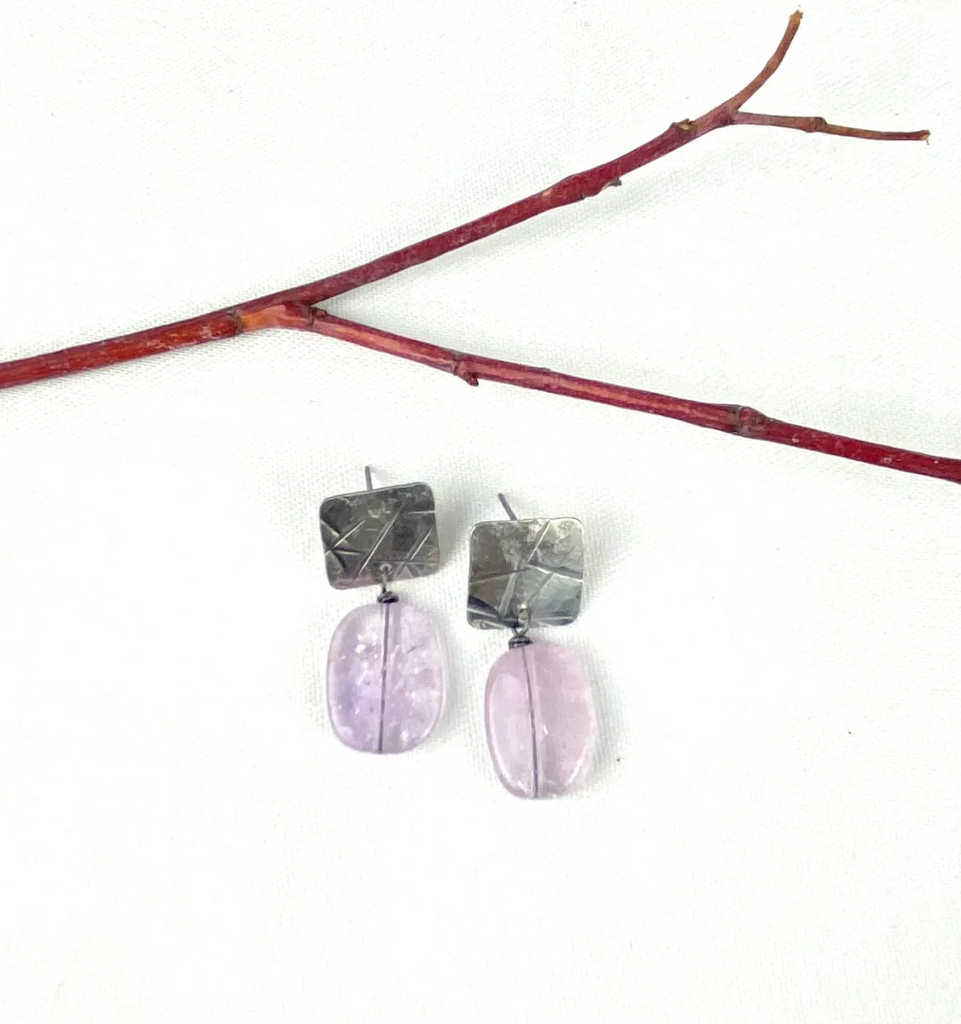 Amethyst and silver earrings