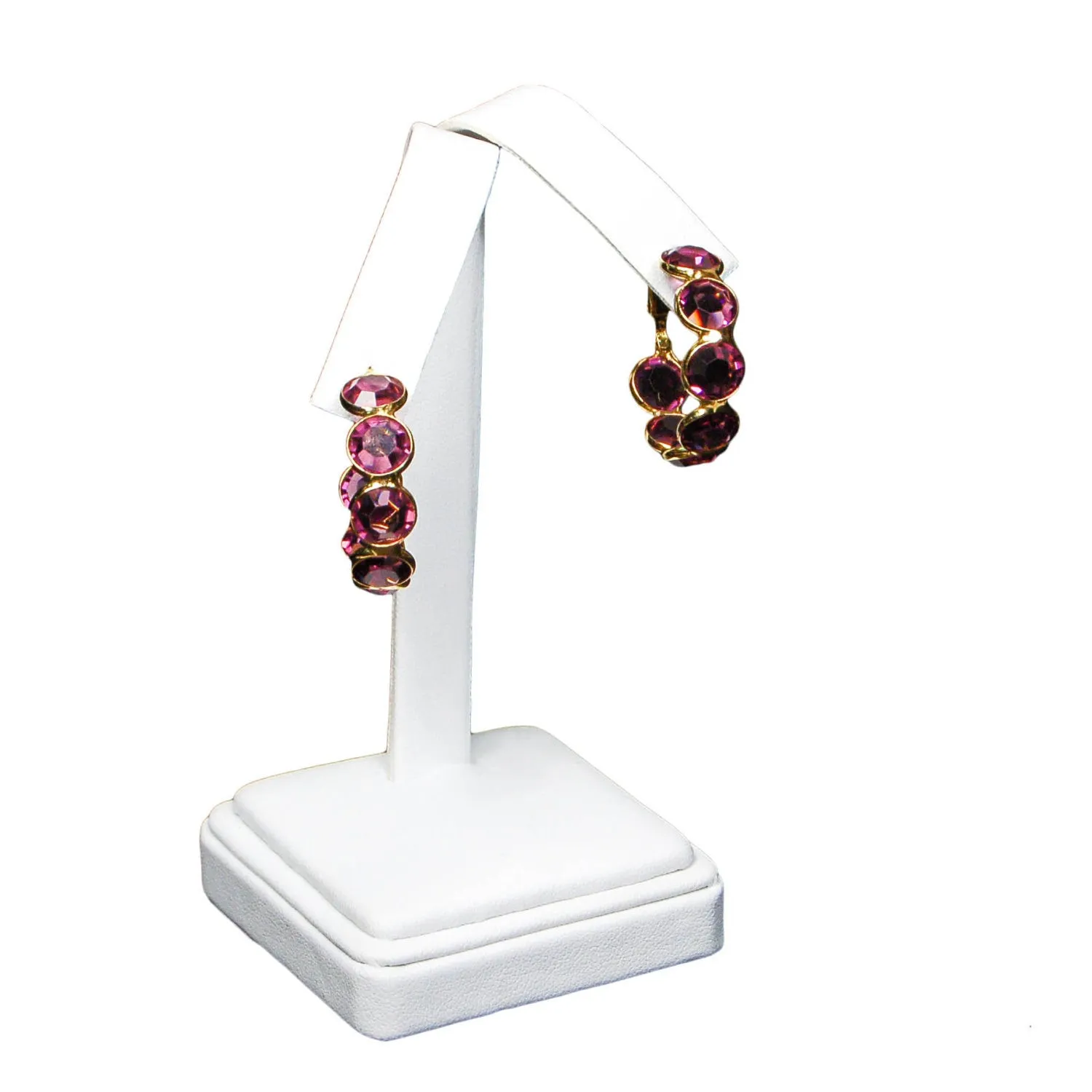 Amethyst Crystal Bezel Set Hoop Earrings by Goldette