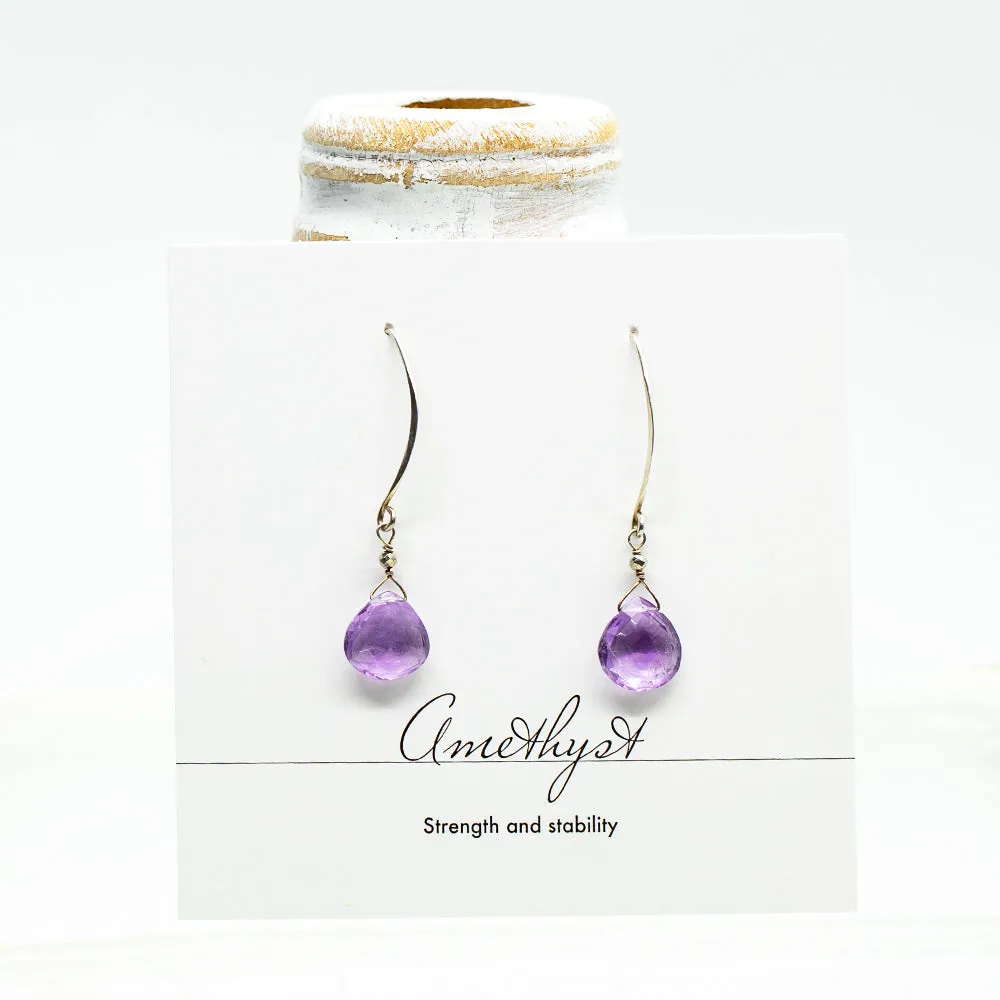 Amethyst  Droplet Silver Earrings