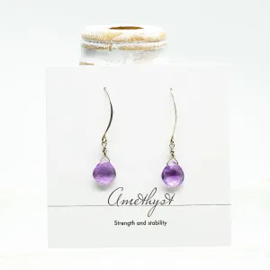 Amethyst  Droplet Silver Earrings