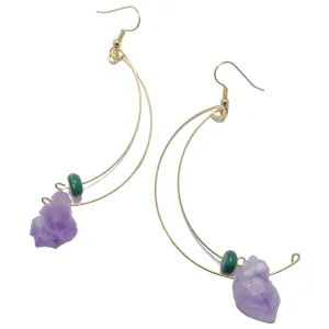 Amethyst Earrings Malachite Modern Royalty Gem
