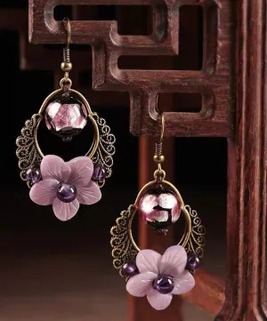 Amethyst Flower Antique Earrings