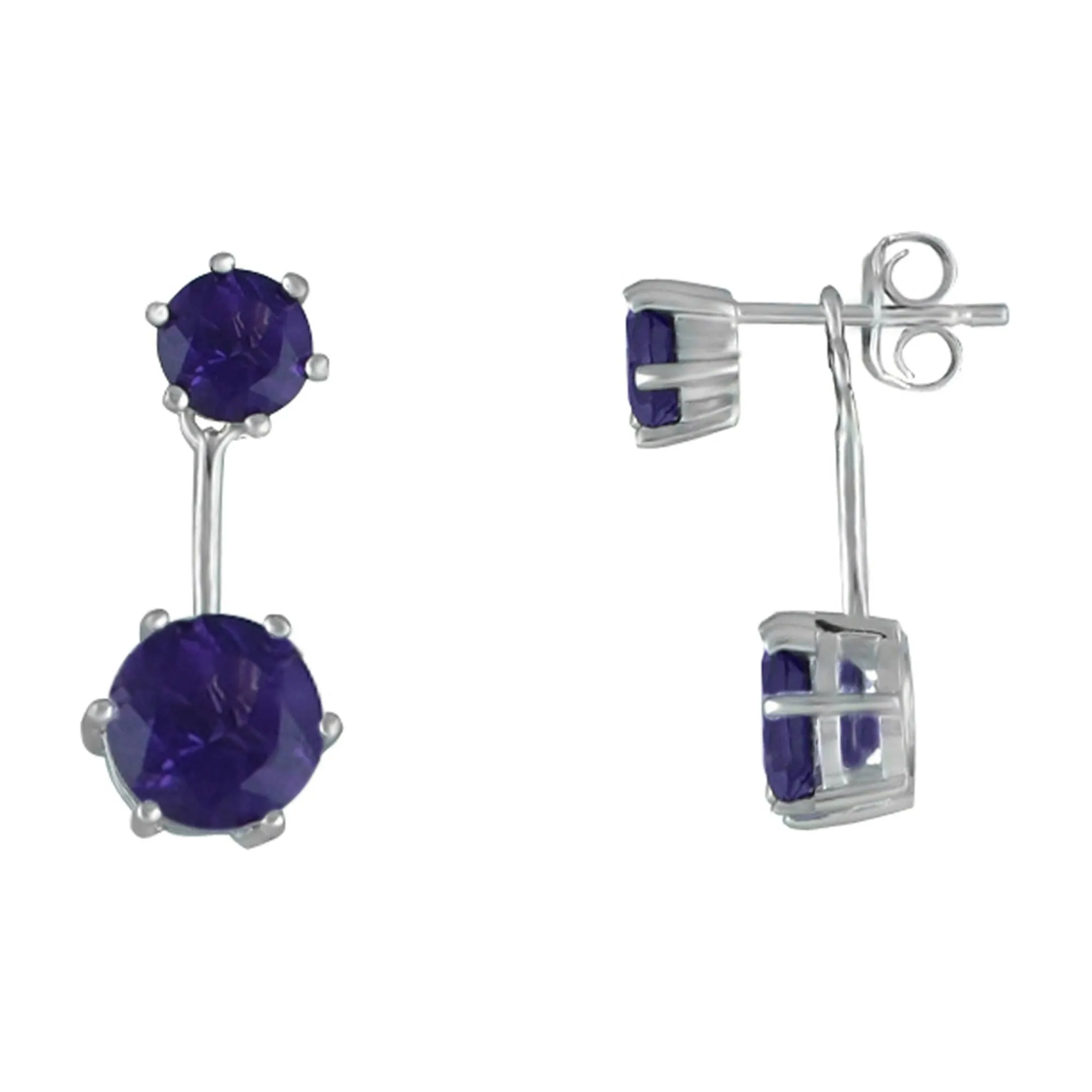 Amethyst Front/Back Earrings in Sterling Silver