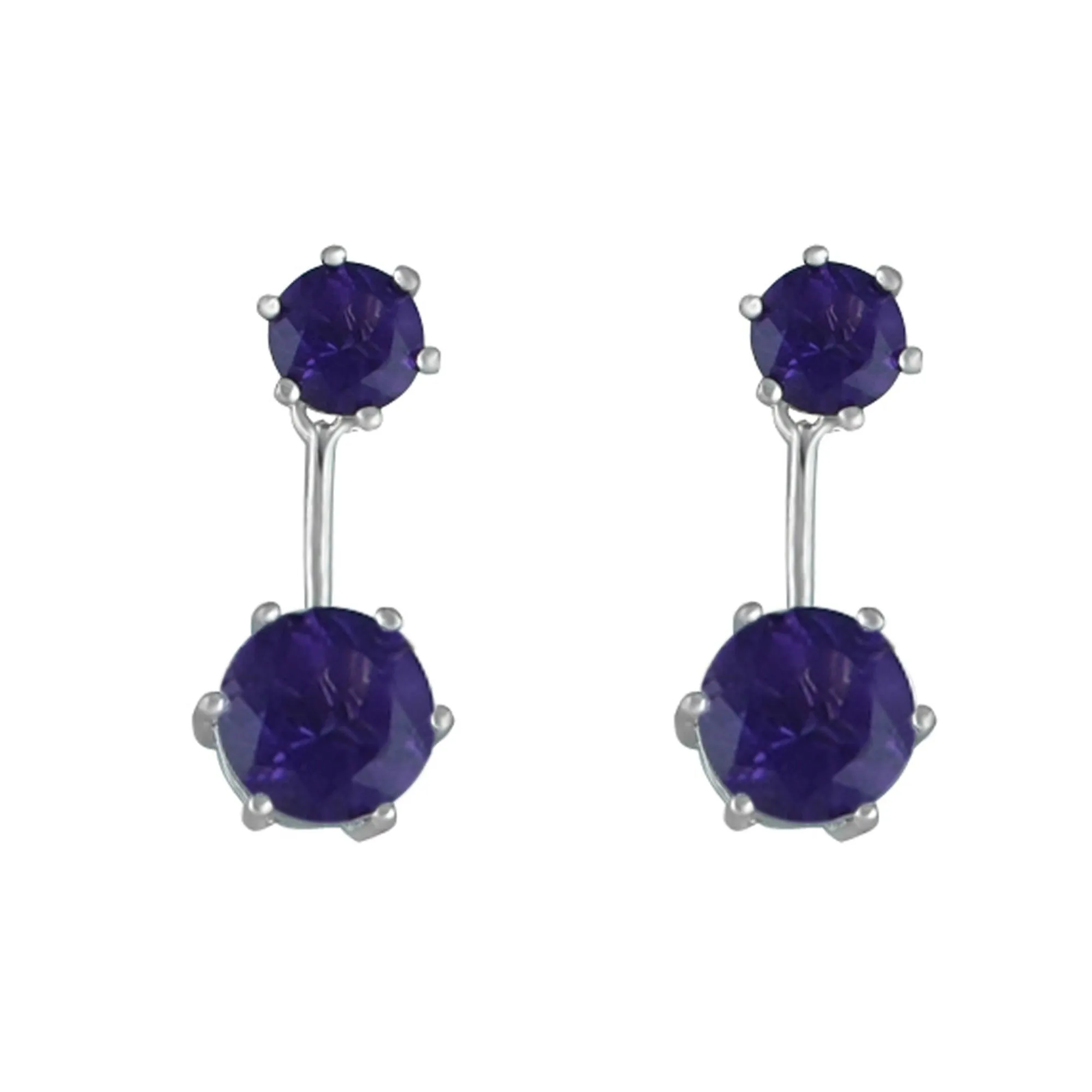 Amethyst Front/Back Earrings in Sterling Silver