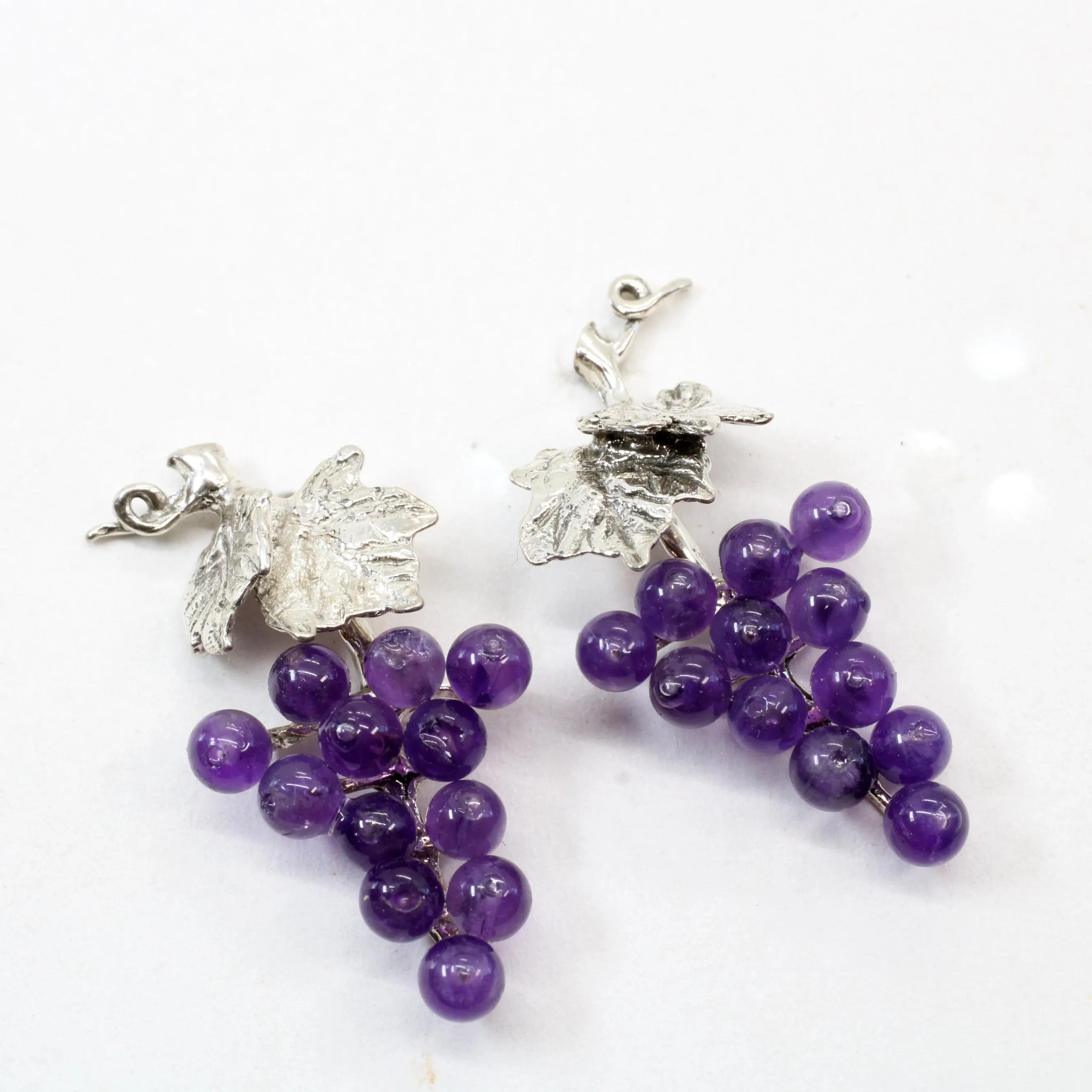 Amethyst Grape Cluster Earrings in 925 Sterling Silver