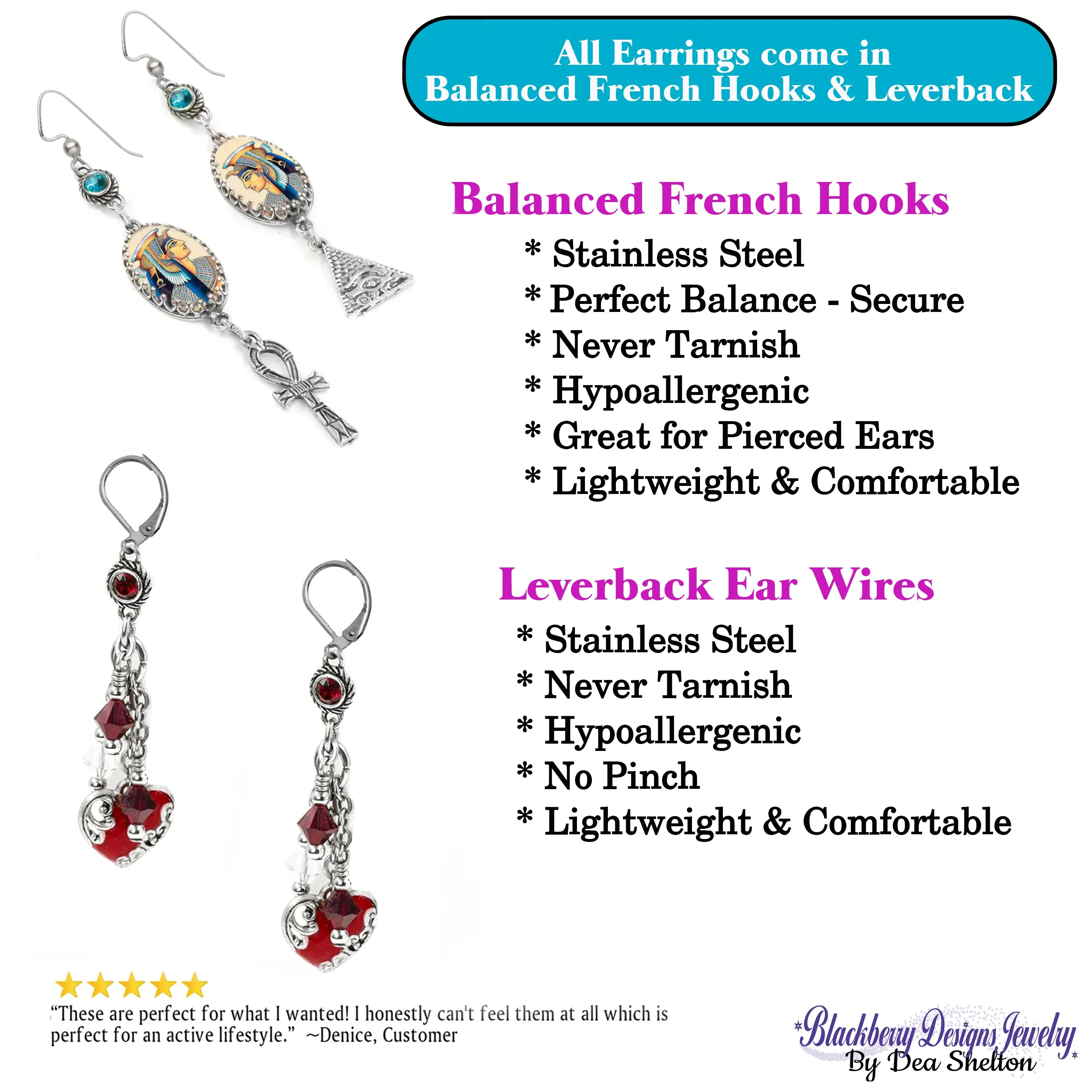 Amethyst Heart and Key Crystal Earrings