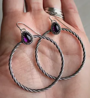 Amethyst Hoop Earrings