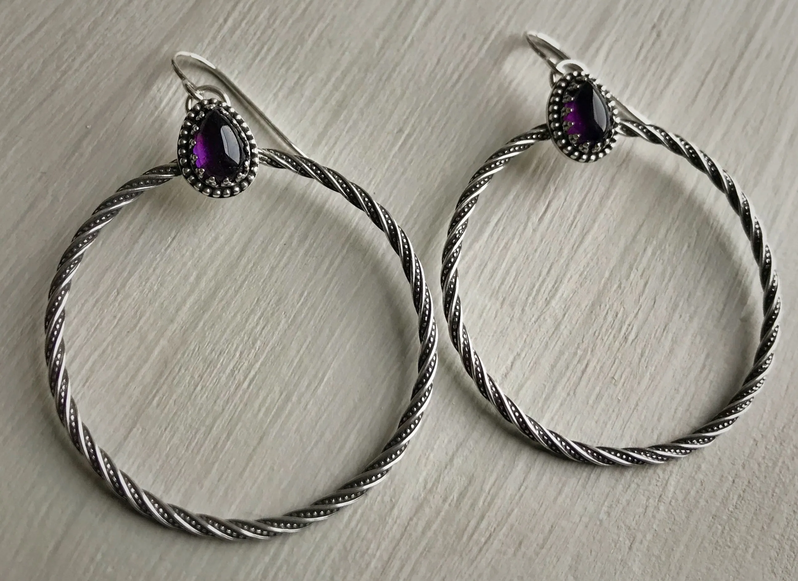 Amethyst Hoop Earrings