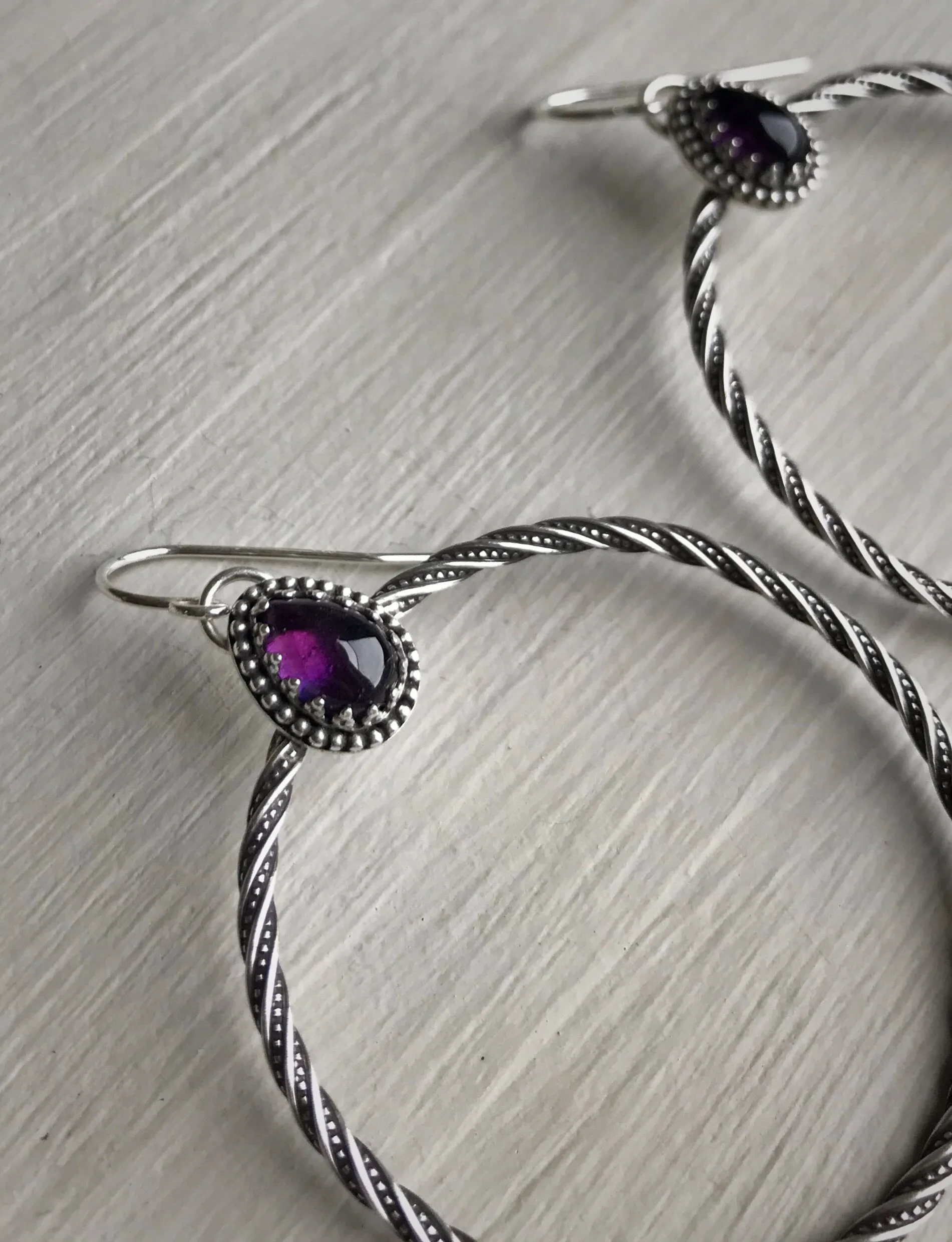 Amethyst Hoop Earrings